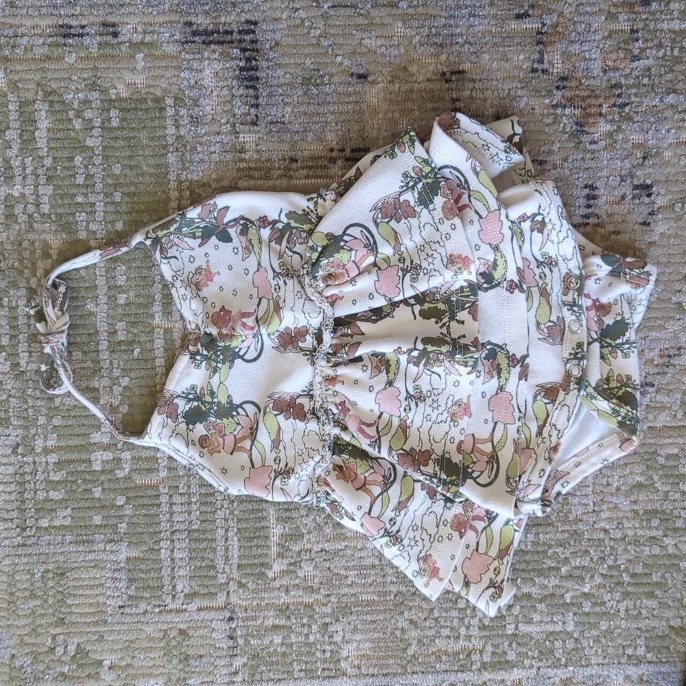 double skirted spaghetti tie halter bodysuit | rose fairies